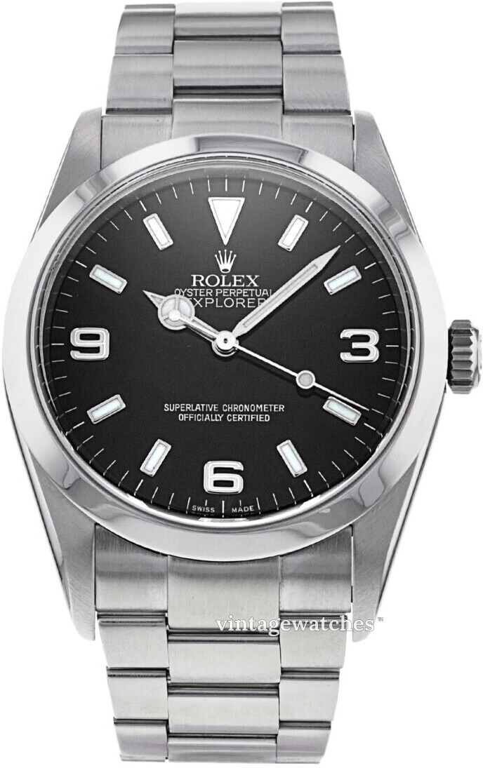 114270 Rolex Explorer Sort Stal O36 mm BRUGT Pris 42.795